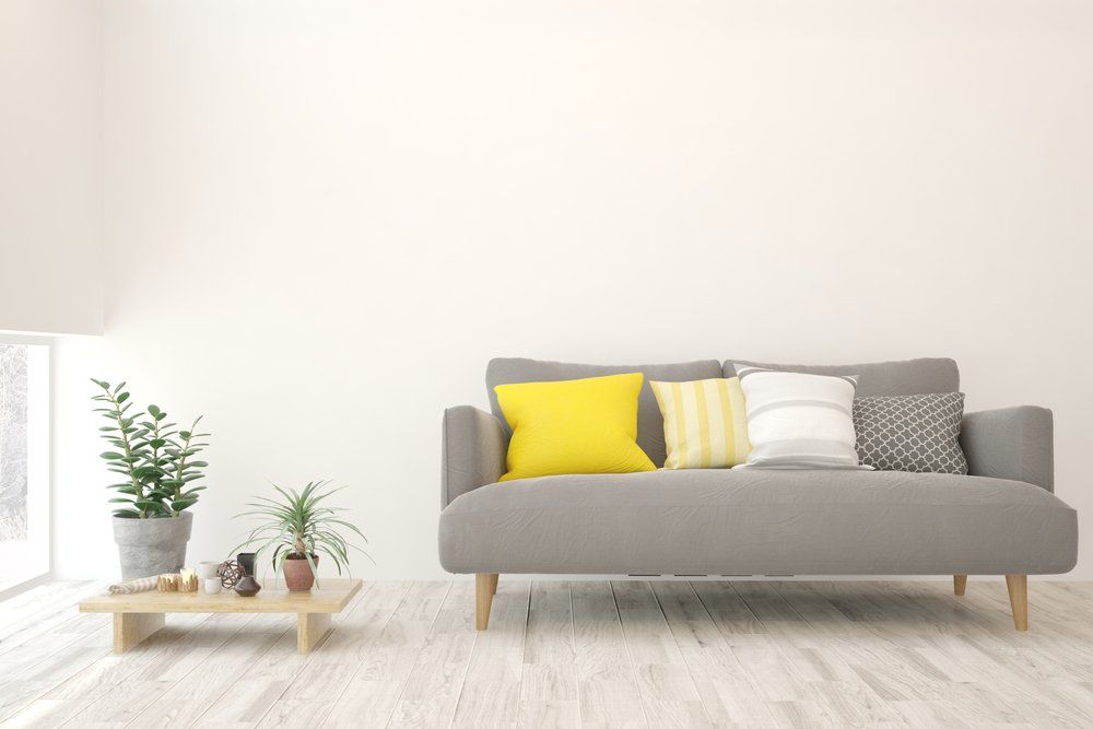 minimalist sofa with pillows
