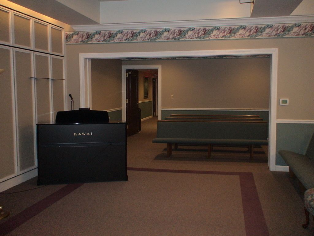 Six (6) images of the Chapel at Hatmaker Funeral Home in Rocky Top, TN different angles.