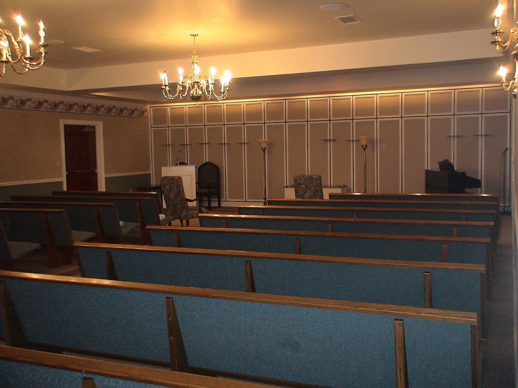 Six (6) images of the Chapel at Hatmaker Funeral Home in Rocky Top, TN different angles.