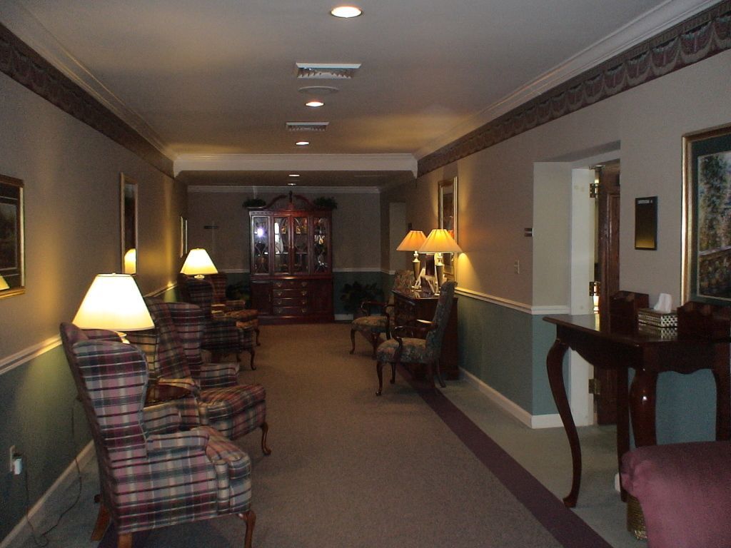 Eight (8) images of other parts of the facility at Hatmaker Funeral Home in Rocky Top, TN. Hallway.