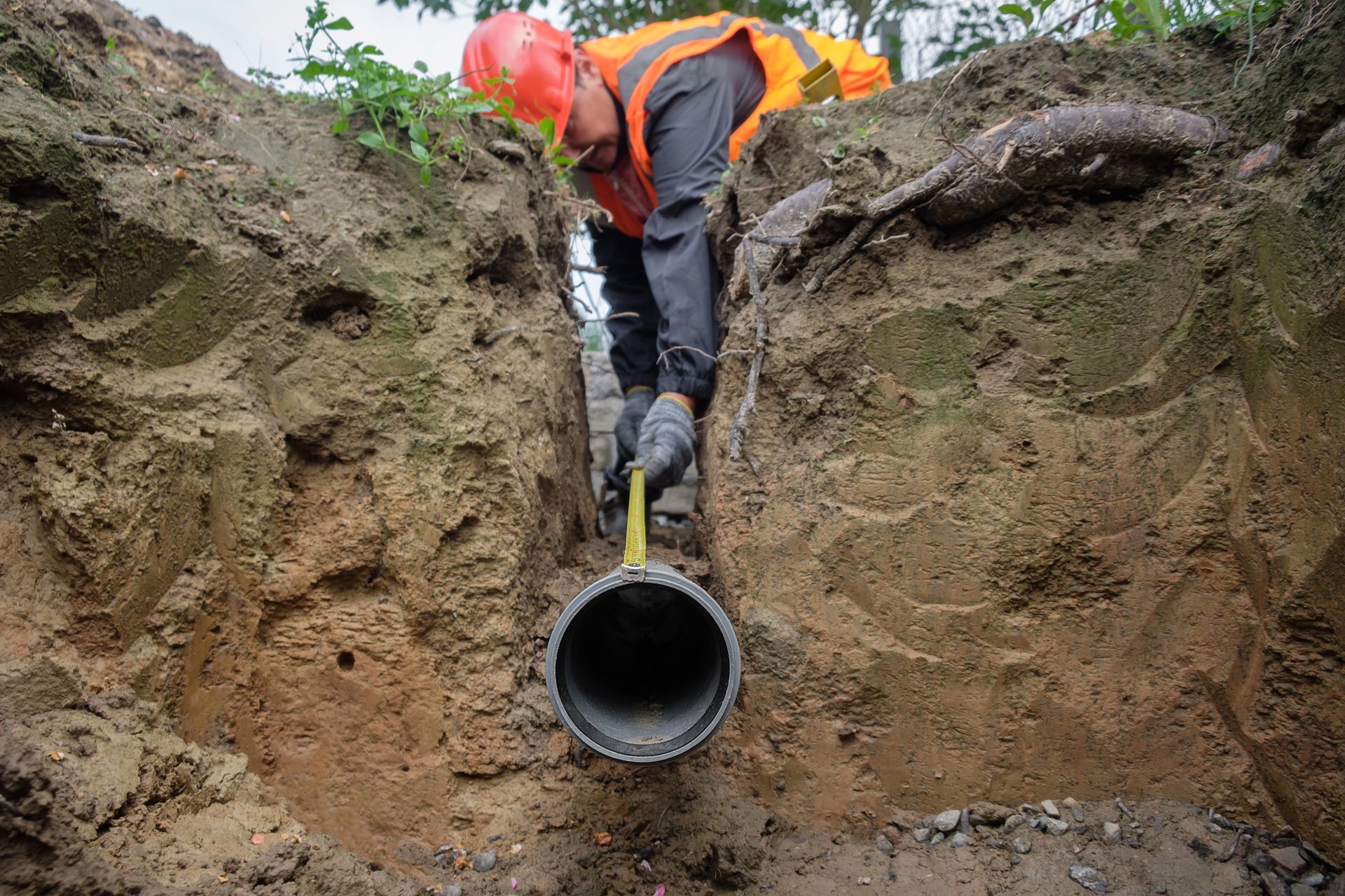 Septic system installation at a private house.