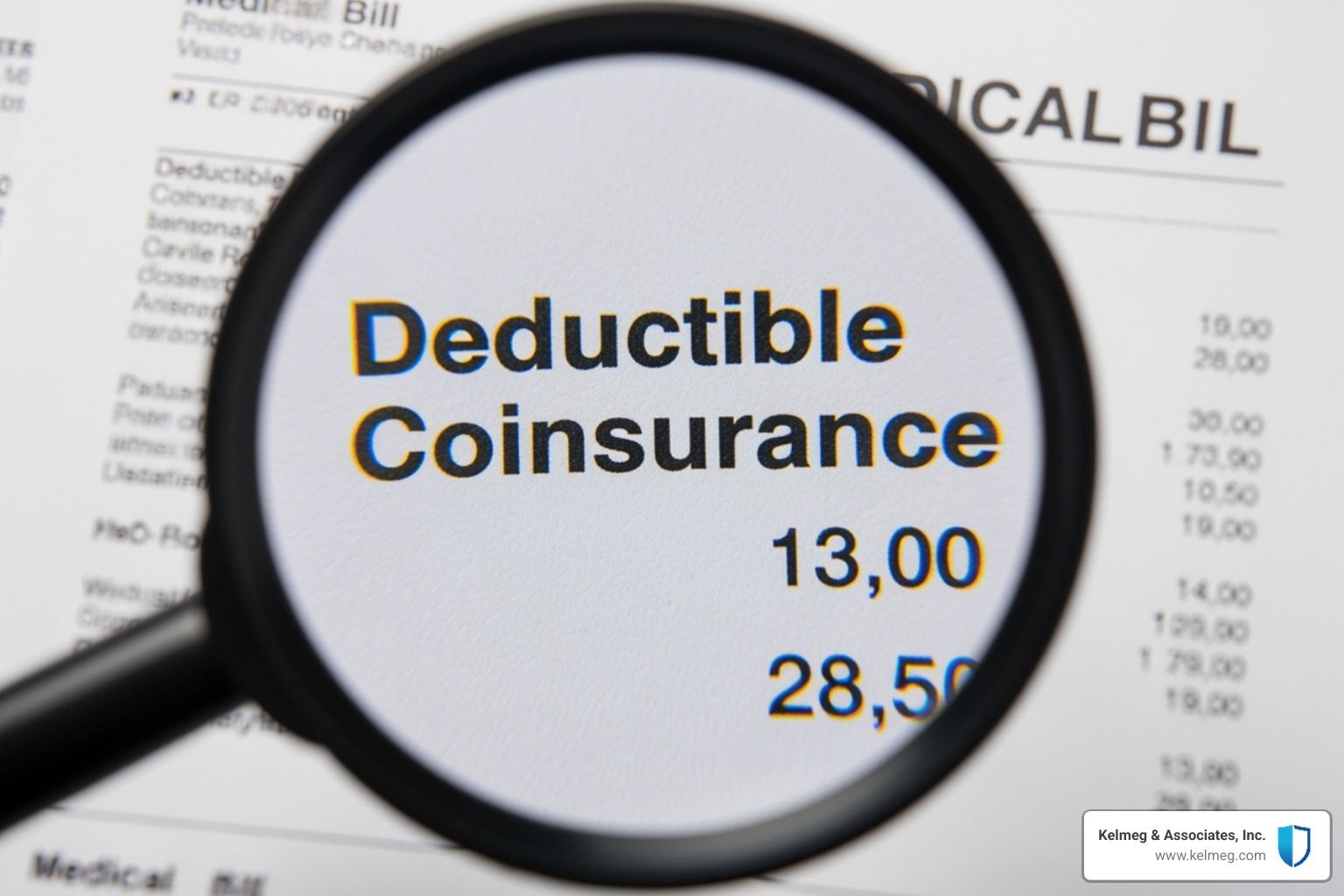 magnifying glass over medical bill highlighting