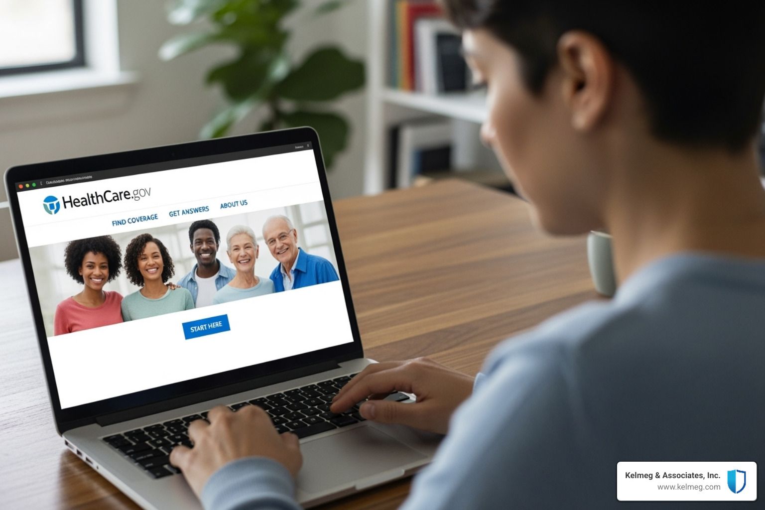 A person on a laptop browsing HealthCare.gov. - Covid coverage for employees