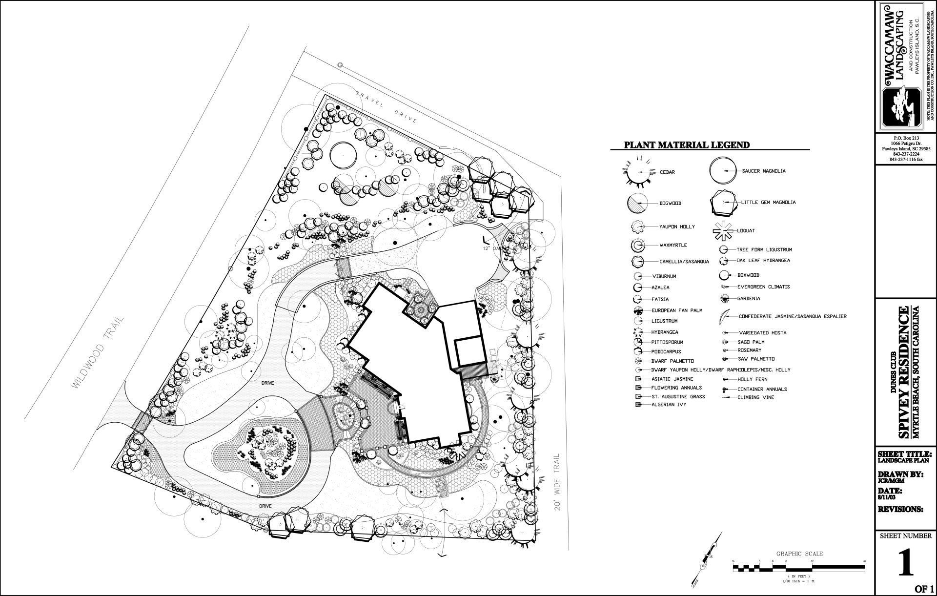 A black and white drawing of a house and a garden