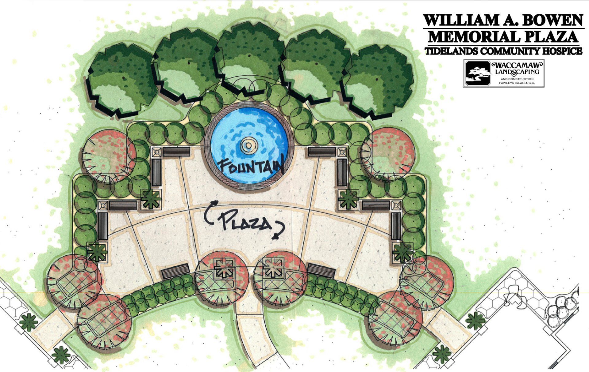 A drawing of the william a bowen memorial plaza