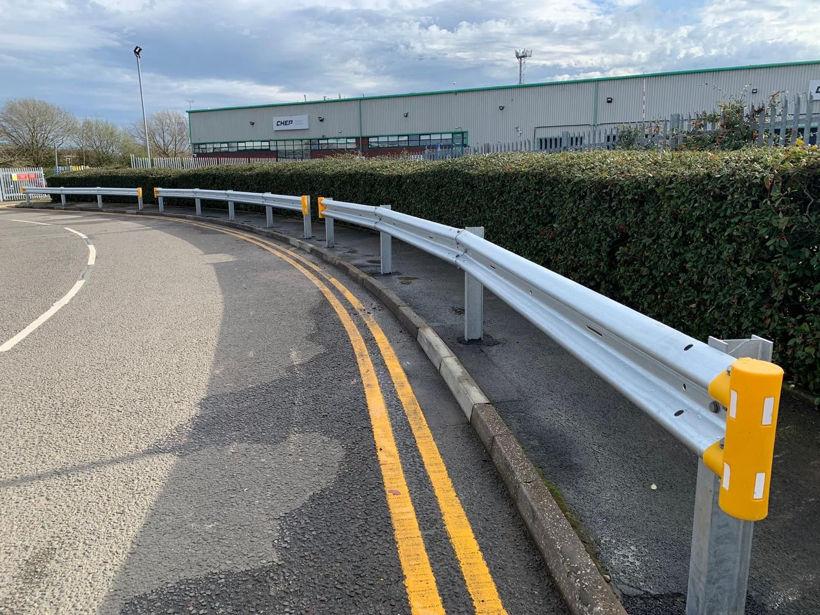 There is a yellow line on the side of the road.