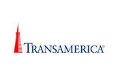 The Transamerica logo featuring a stylized red pyramid icon to the left of the brand name in blue text.