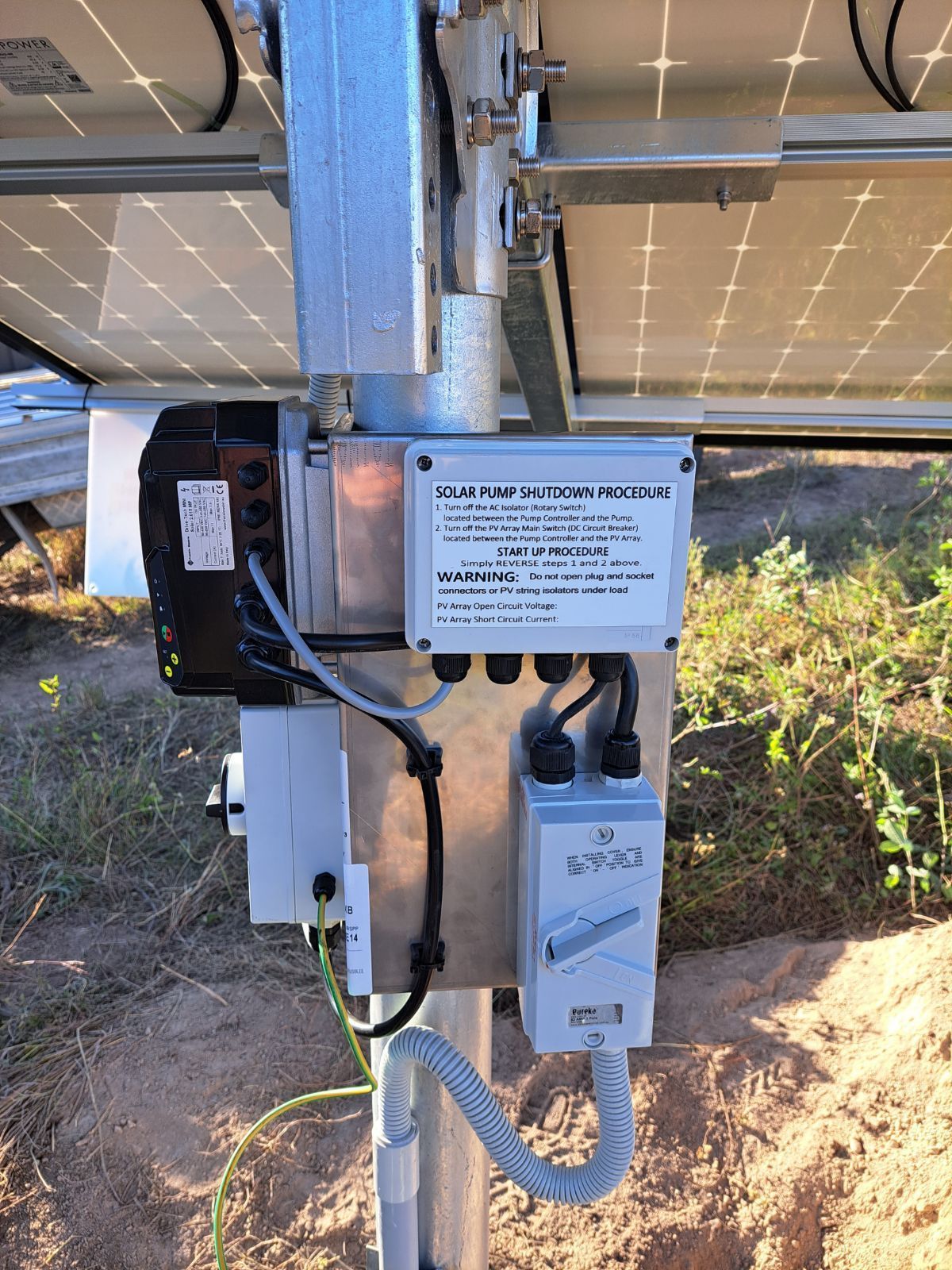 Solar Panel Tracking System With Motor and Control Boxes — Wilson's Drilling in South Kolan, QLD