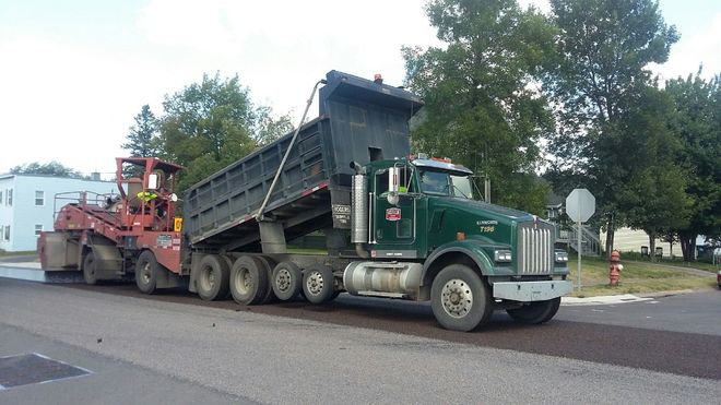 Asphalt Services — Trucks On The Road in Saint Joseph, MN
