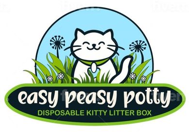 A logo for easy peasy potty disposable kitty litter box
