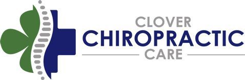 The logo for clover chiropractic care has a clover and a cross on it.