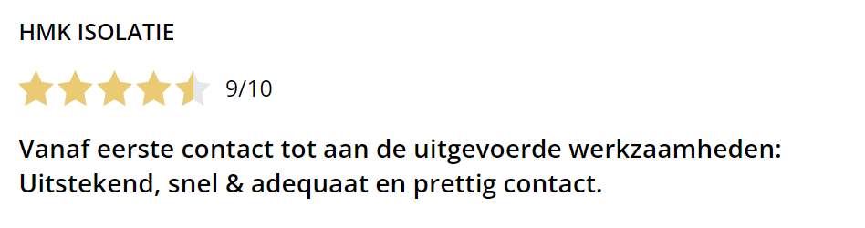 Een recensie voor hmk isolatie