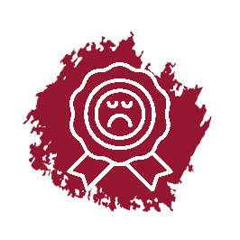 A red ribbon with a sad face inside of it.