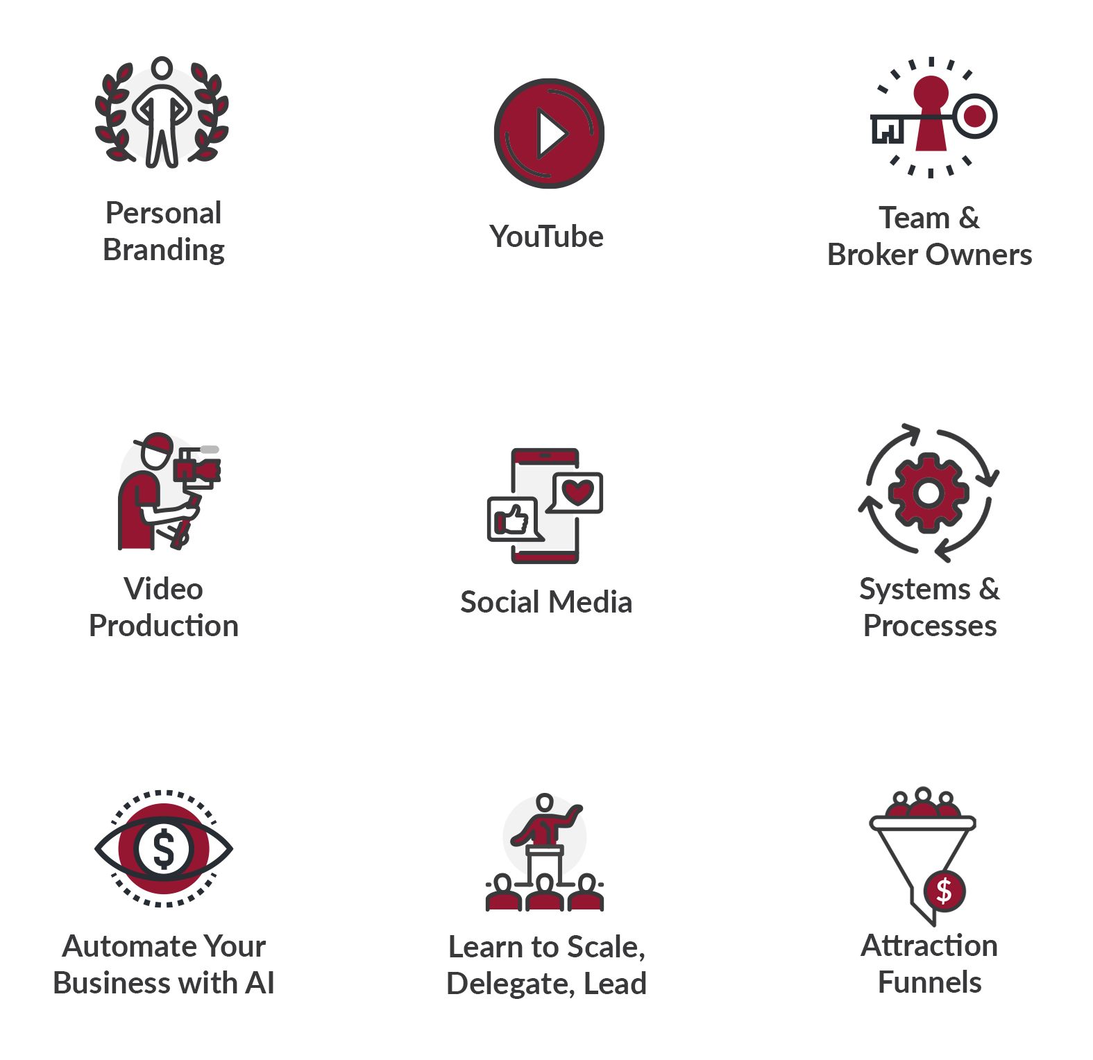 A screenshot of a website showing a variety of services.