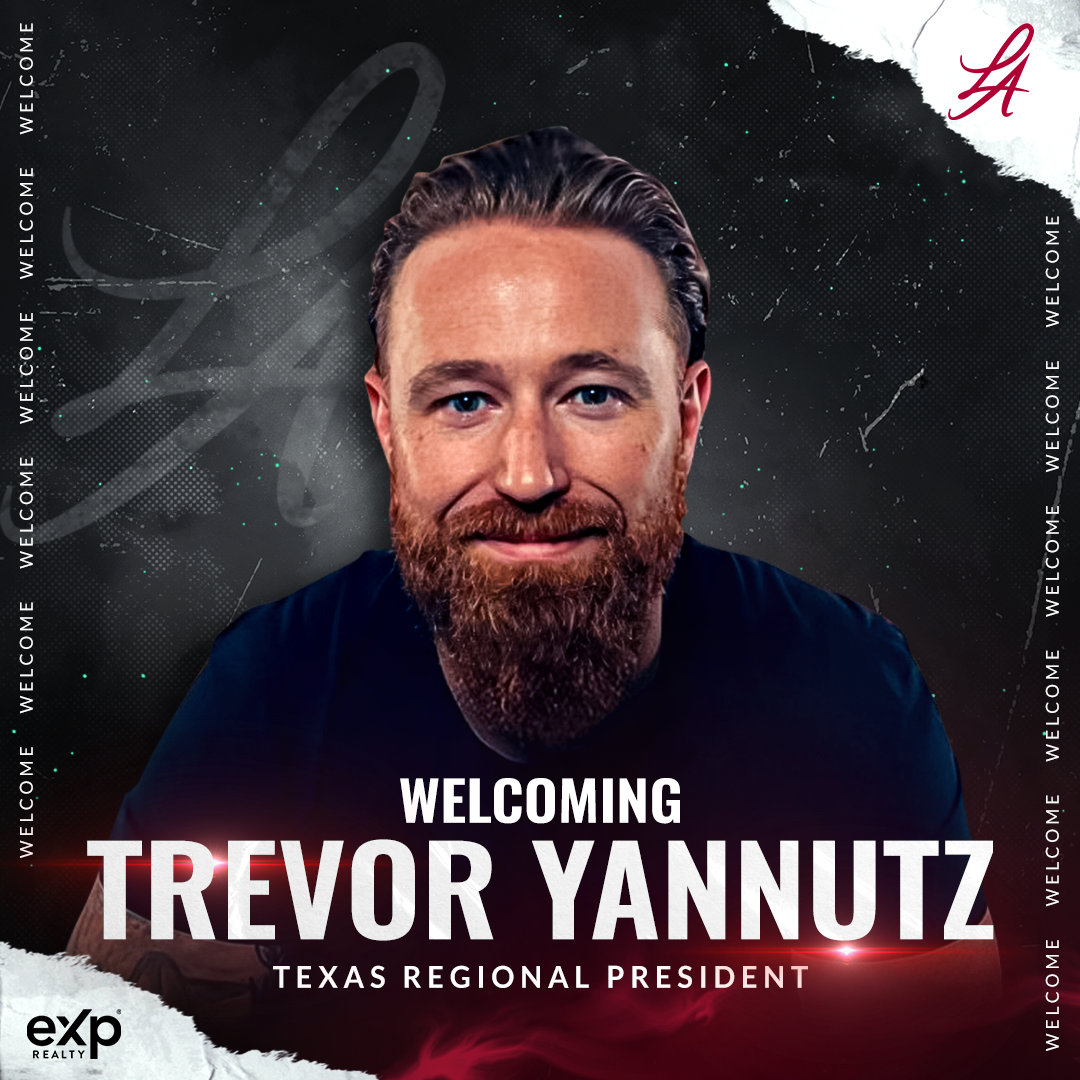A man with a beard is on a poster that says welcoming trevor yannutz