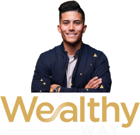 A man with his arms crossed in front of a wealthy way logo