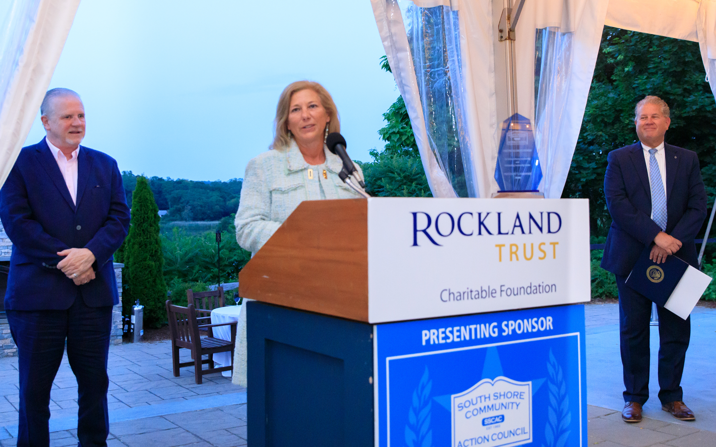 Local Heroes Awards Night Honoree speaking from the podium.