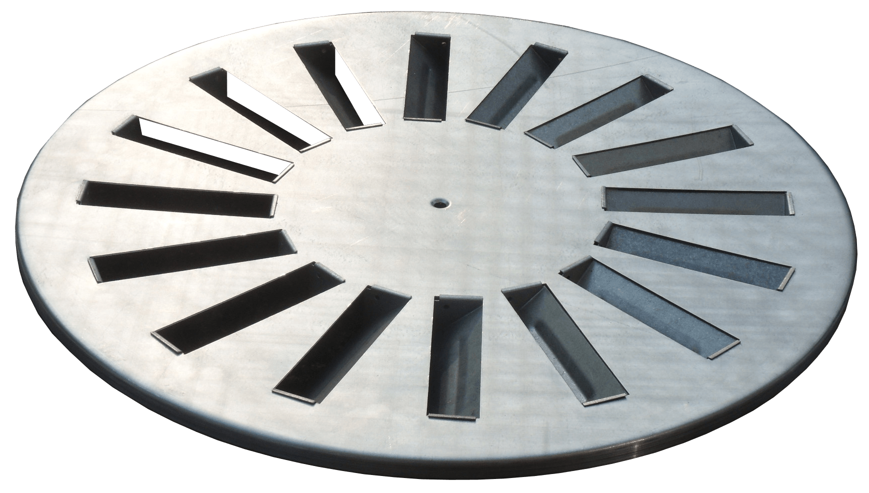 DWT adjustable blade swirl diffuser. Circular or square face. Galvanised steel face and blades. Circular or square, side or top entry plenum. By Colman