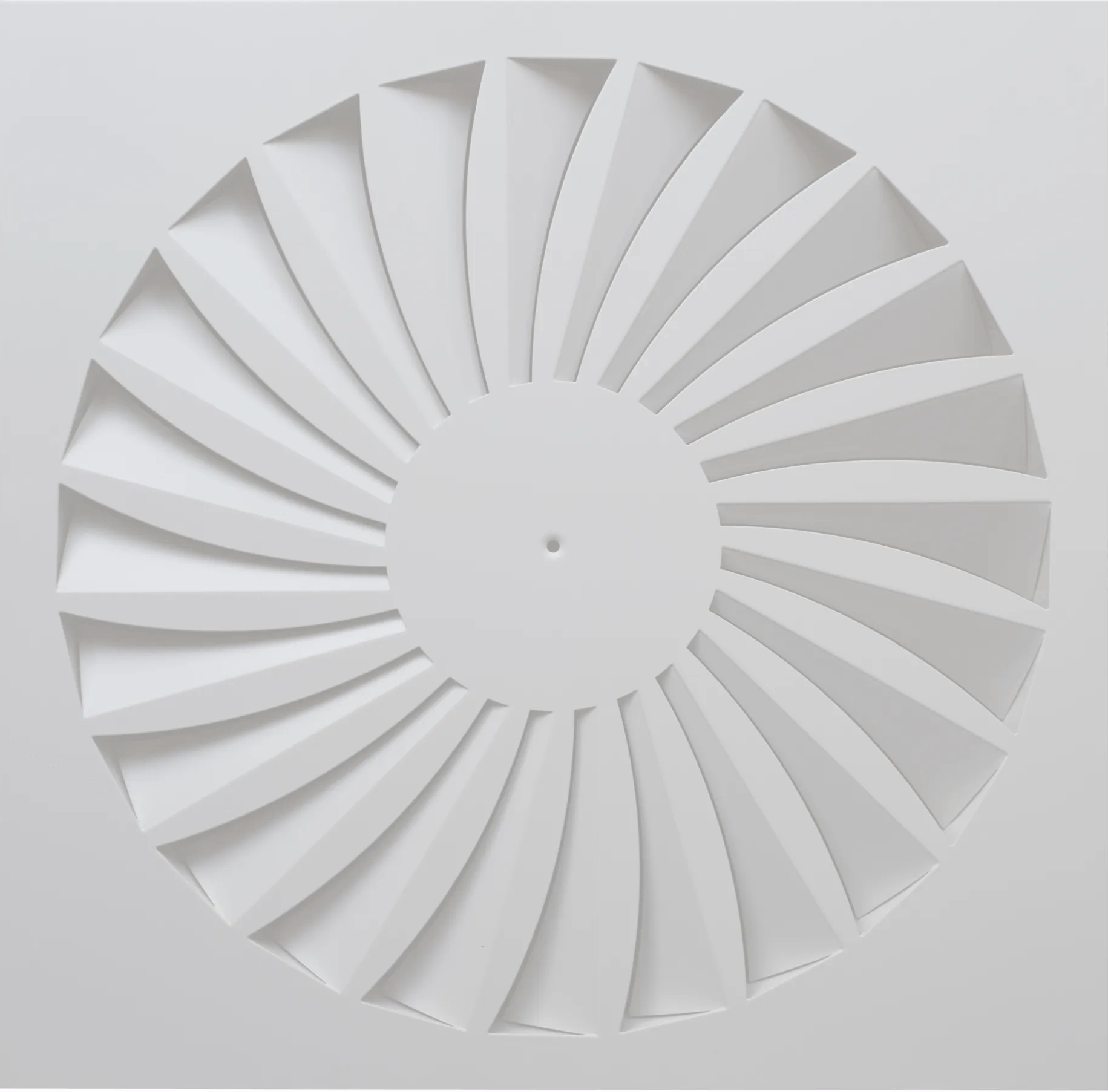 DWV fixed curved blade swirl diffuser. Size 400 - 600. Circular or square. Flanged or tile replacement. High induction. By Colman