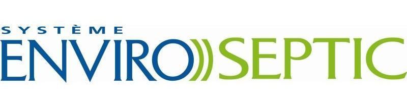 Logo pour Système Enviro-Septic avec texte bleu à gauche et texte vert à droite, séparés par des parenthèses vertes.