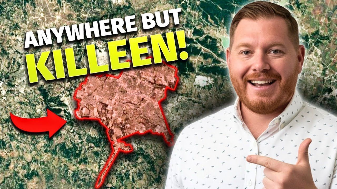 Man points to a map highlighting Killeen, Texas, with the text 