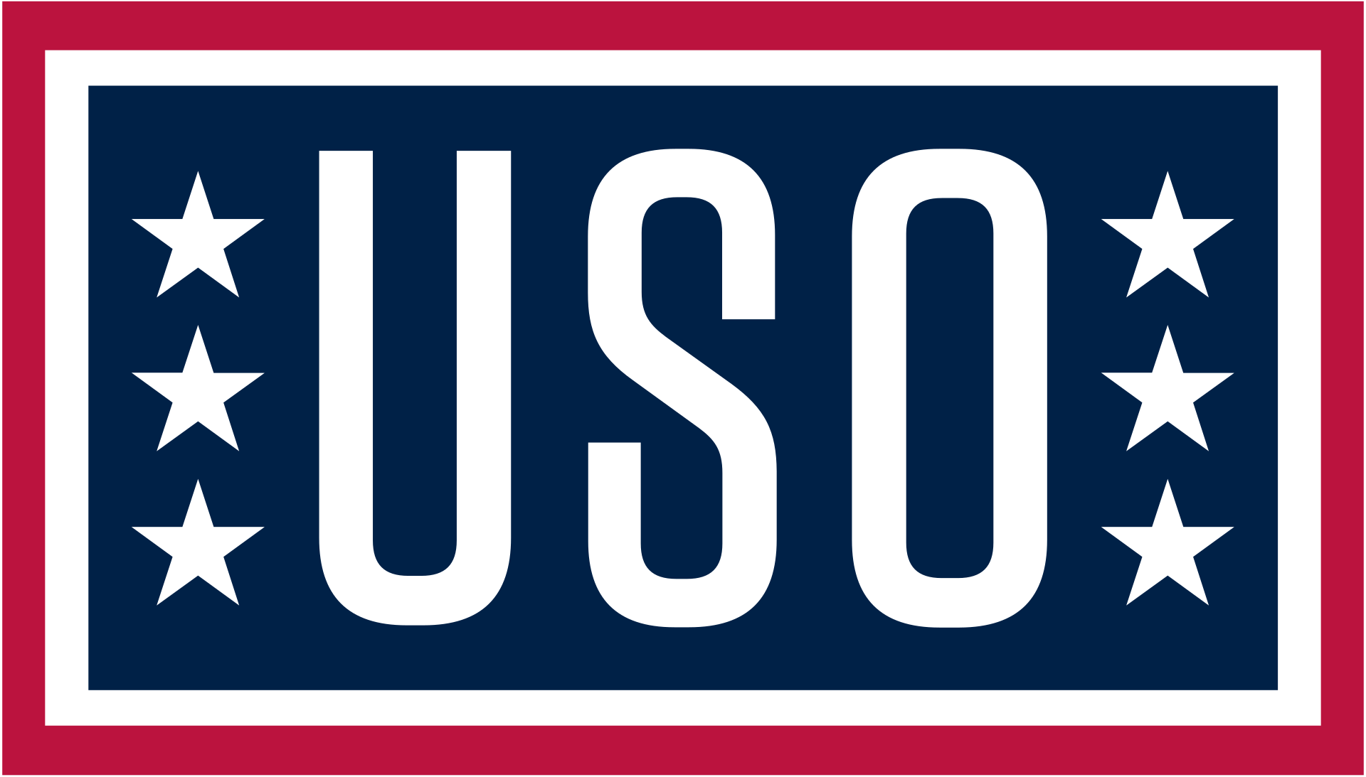 A logo for uso with stars on a blue background