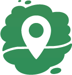 White location pin on a green blotch.