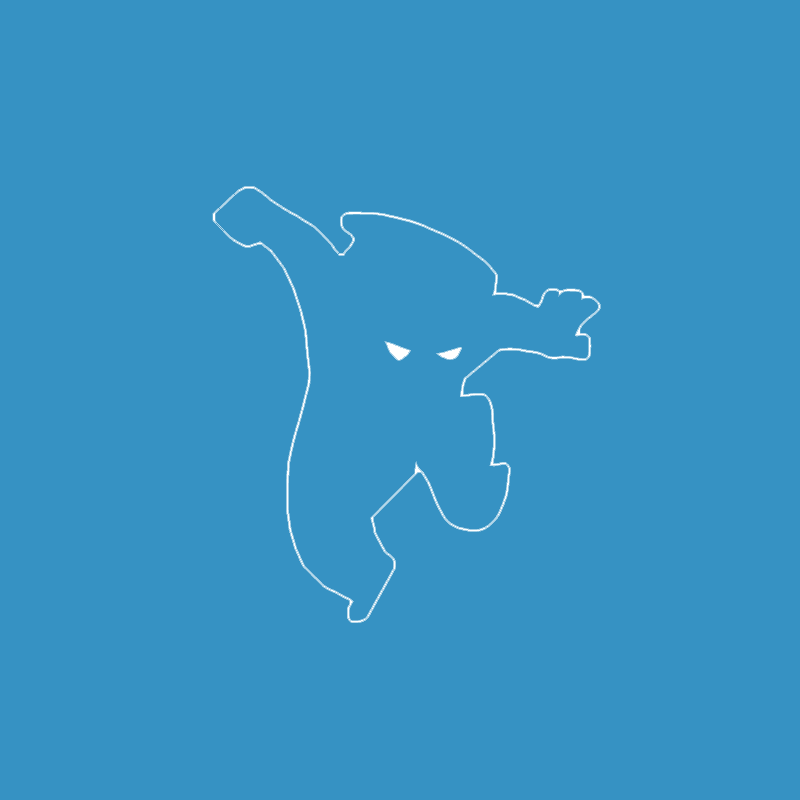 A silhouette of a person jumping in the air on a blue background