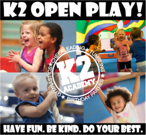 An advertisement for k2 academy shows children playing