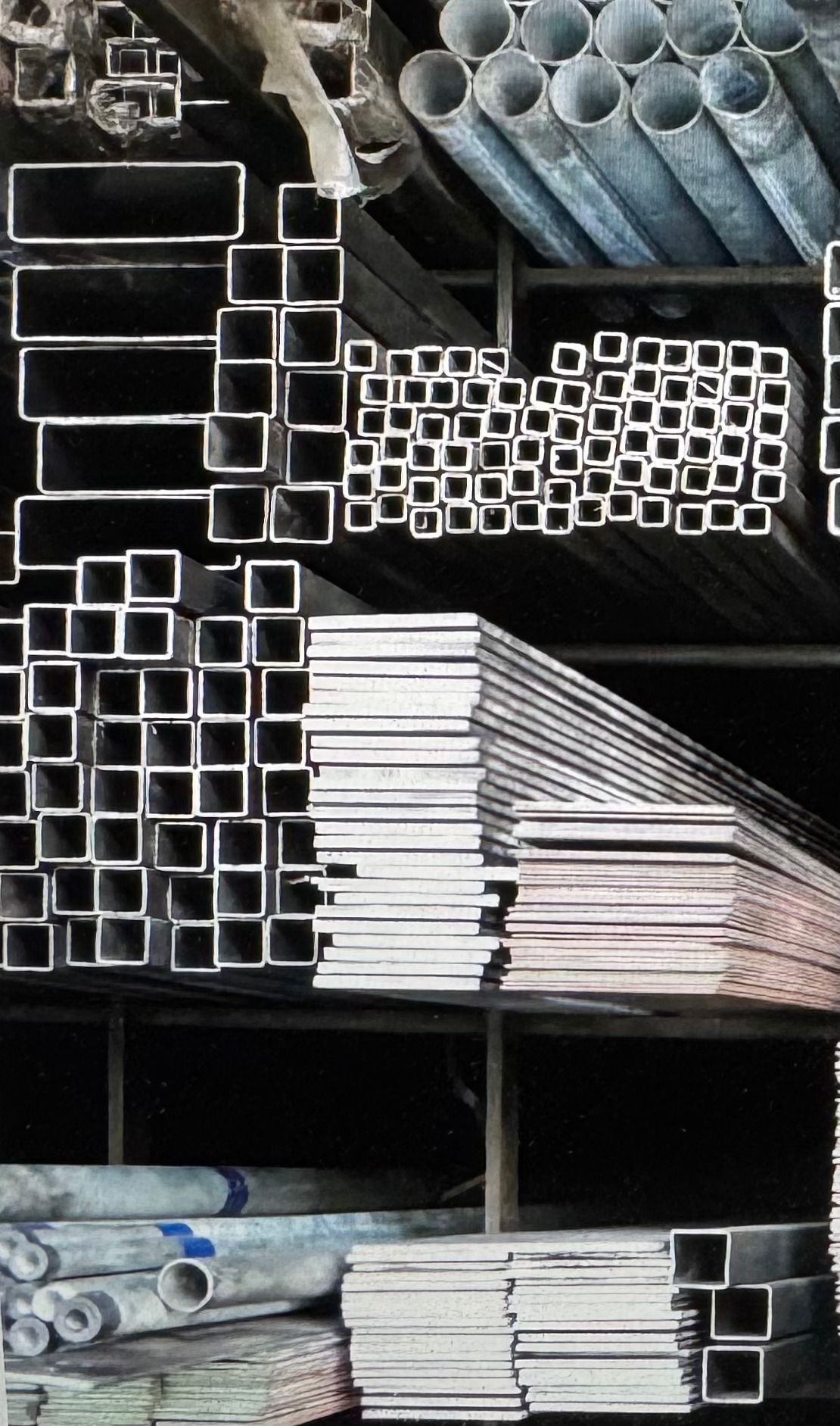 Metal construction materials stacked on shelves — Metaltrendz in Kunda Park, QLD