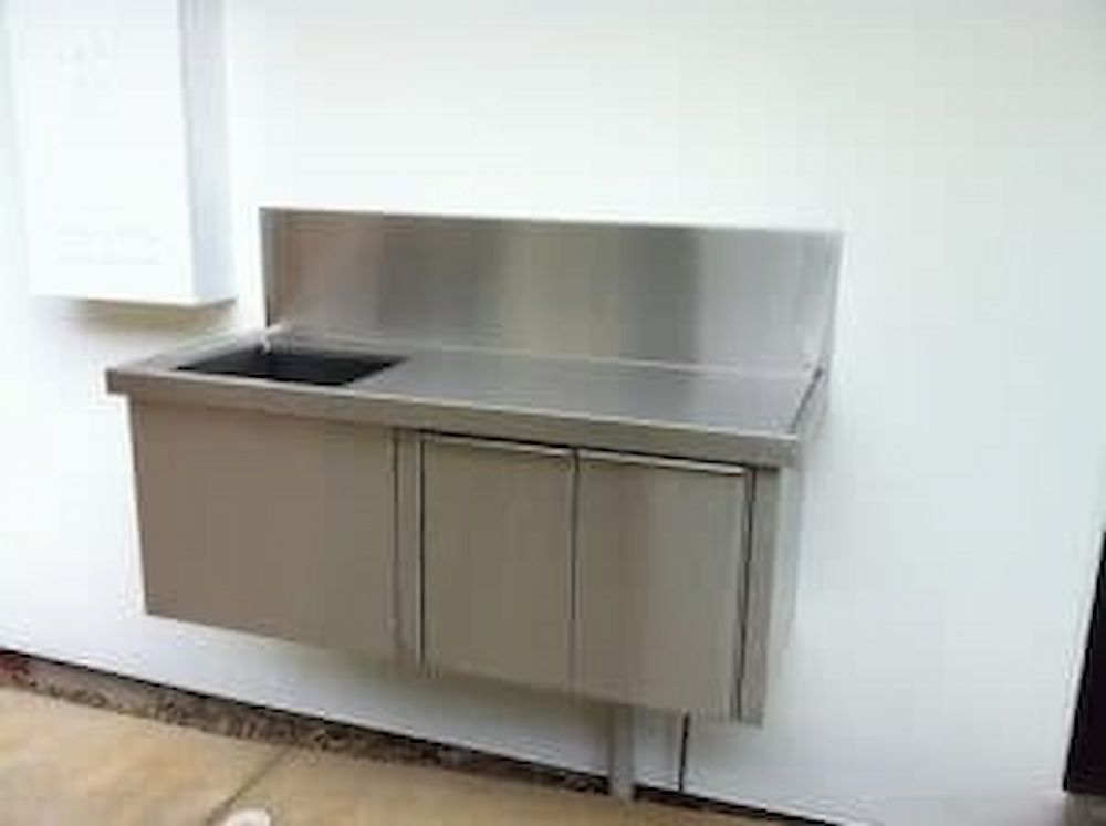 A Stainless Steel Sink is Mounted to a Wall in a Kitchen — Metaltrendz in Kunda Park, QLD