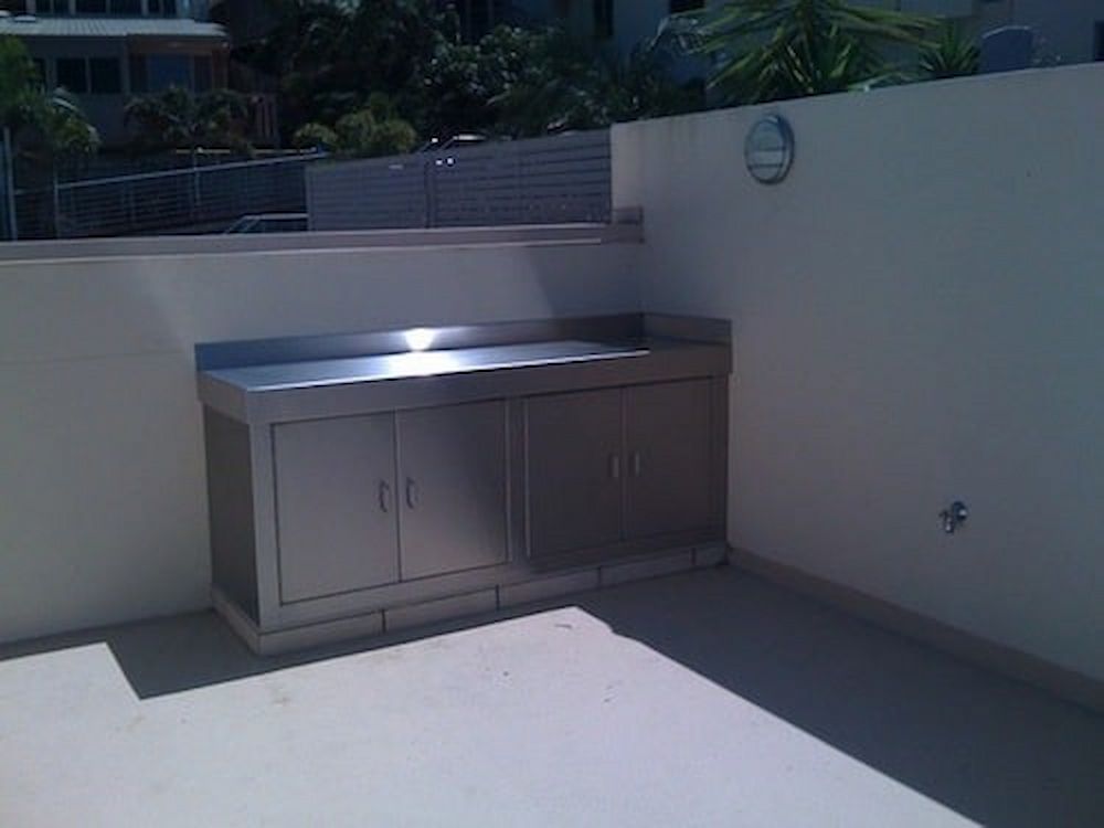 A Stainless Steel Cabinet With a White Wall Behind It — Metaltrendz in Kunda Park, QLD