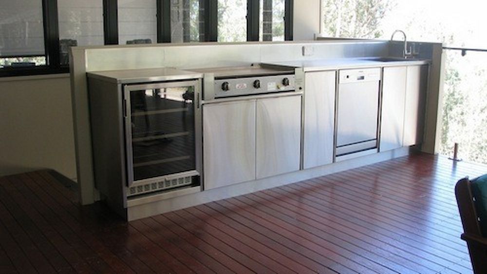 A Kitchen With Stainless Steel Cabinets and Appliances — Metaltrendz in Kunda Park, QLD