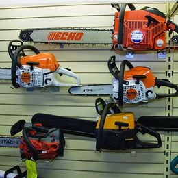 A selection of chainsaws