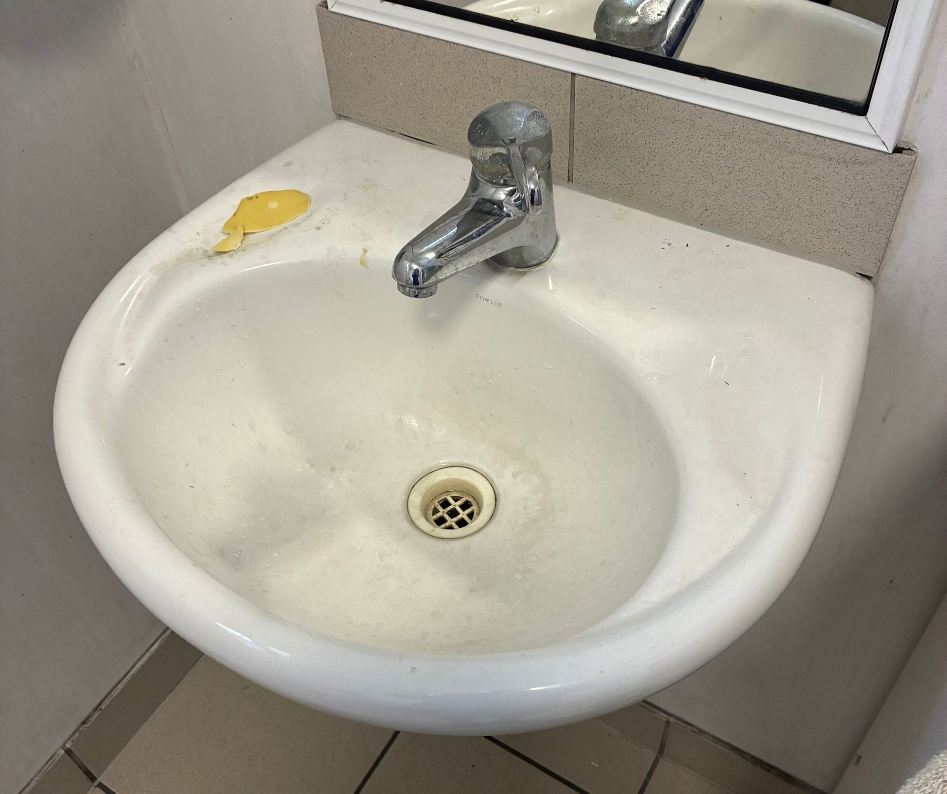 White, Oval-shaped Sink With Chrome Faucet. Mildew Stains Inside — Schmucker Cleaning in Gulliver, QLD