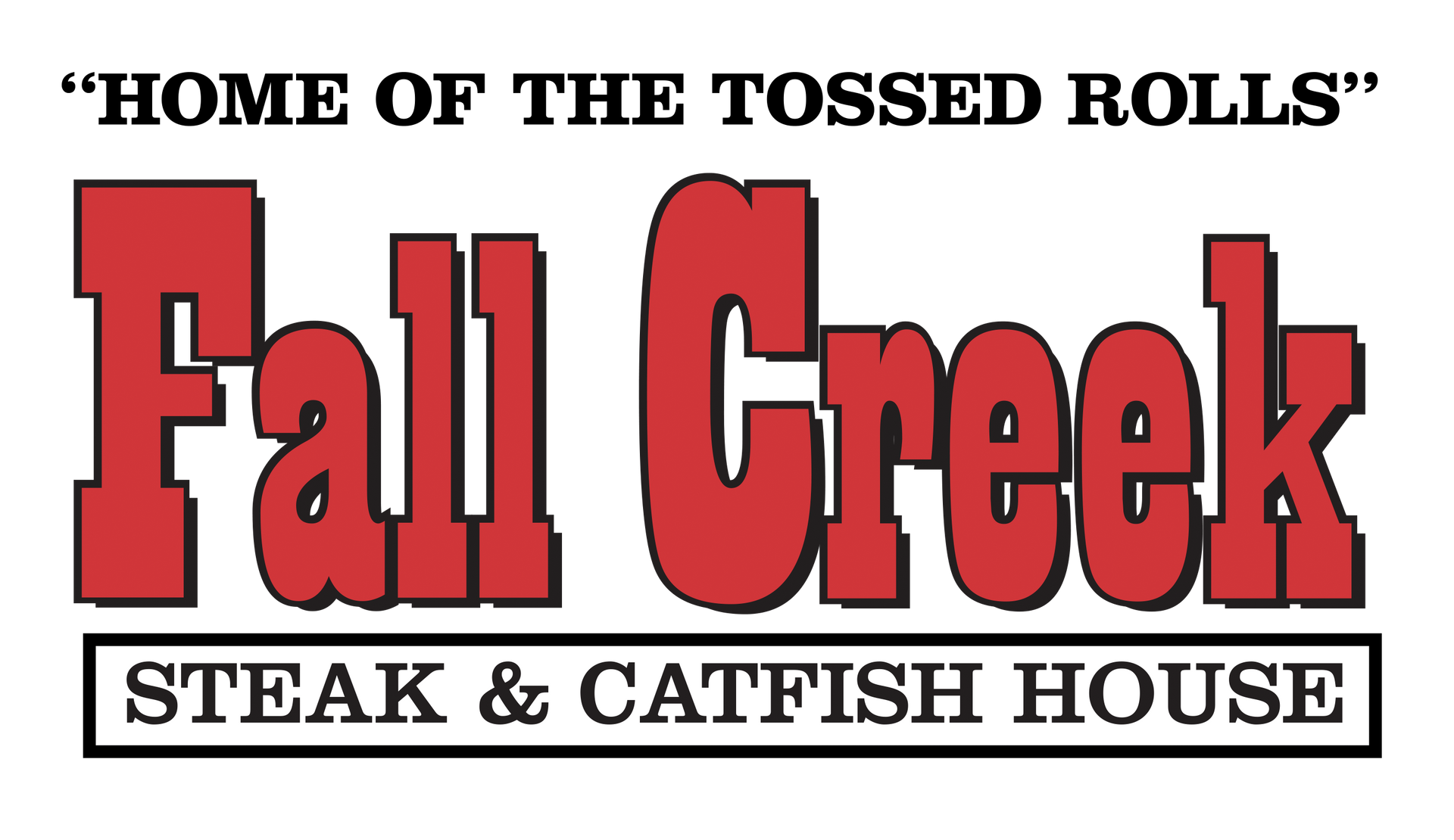 The logo for fall creek steak and catfish house