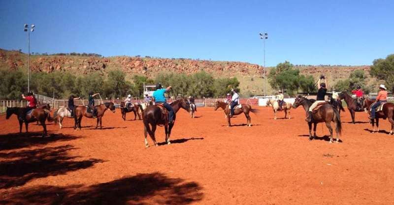 People Sitting on Horses and Waiting — Blatherskite Park in Alice Springs, NT