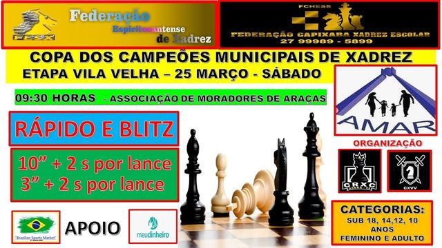 Inscrições abertas para o II Campeonato Estudantil de Xadrez Rápido