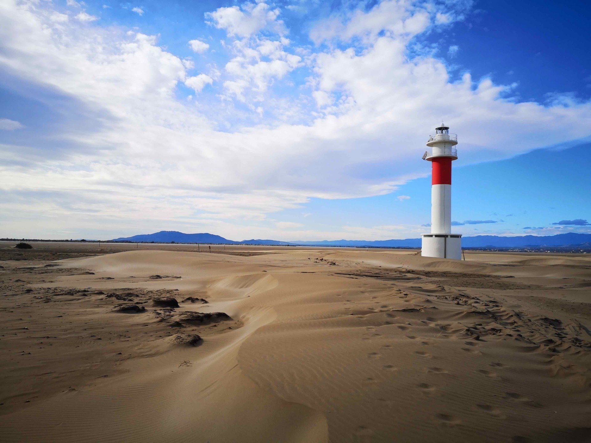 Delta Ebro light house on the sand dunes