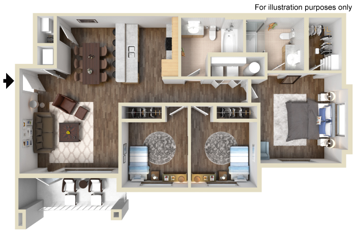 Floor Plan: 3 Bed · 2 Bath