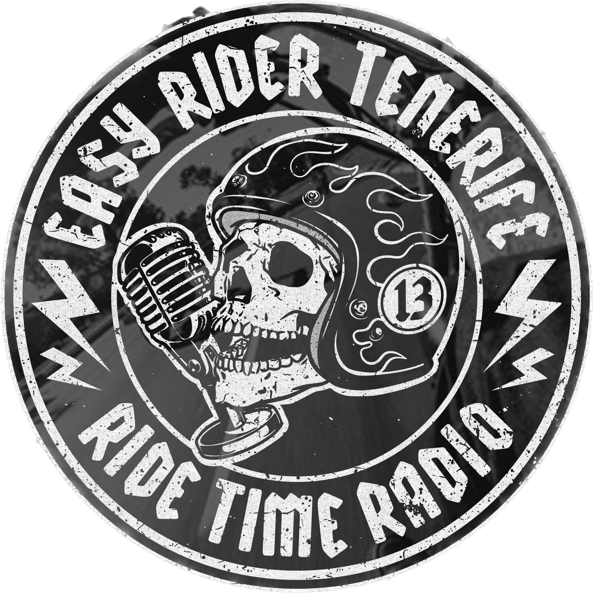 A black and white logo for easy rider tenerife