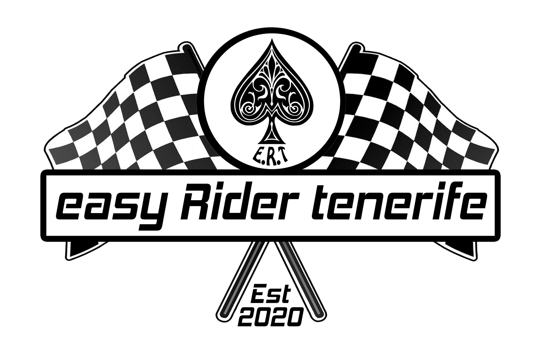 A black and white logo for easy rider tenerife