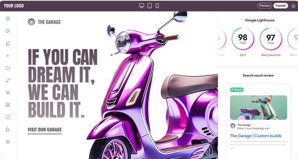 the website builder of atype drag and drop