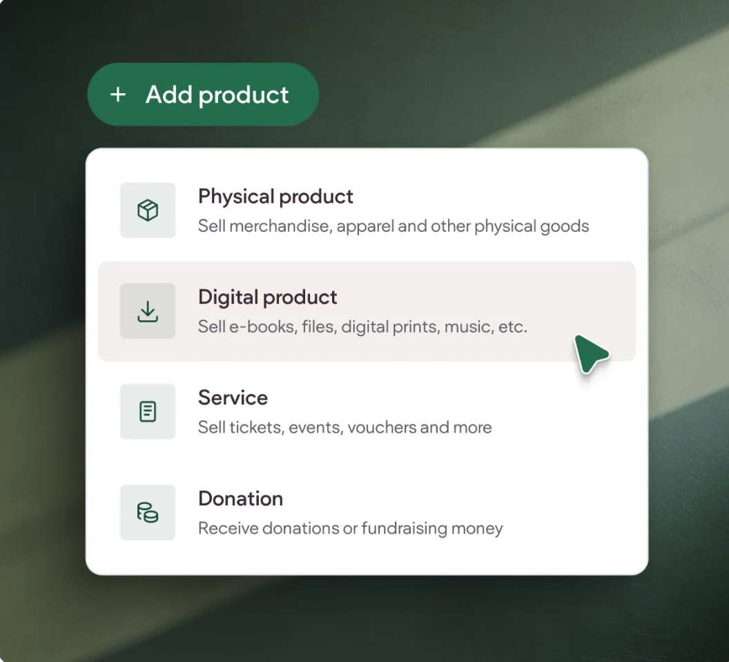 selling services section on atype website builder