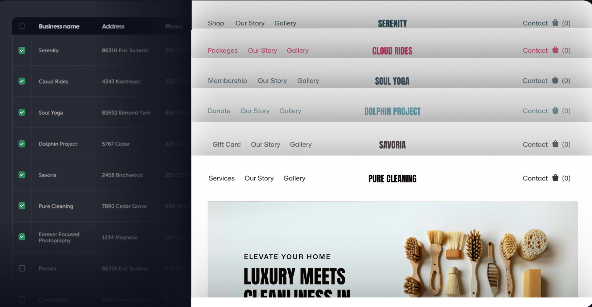 easy to use drag and drop template on atype website builder