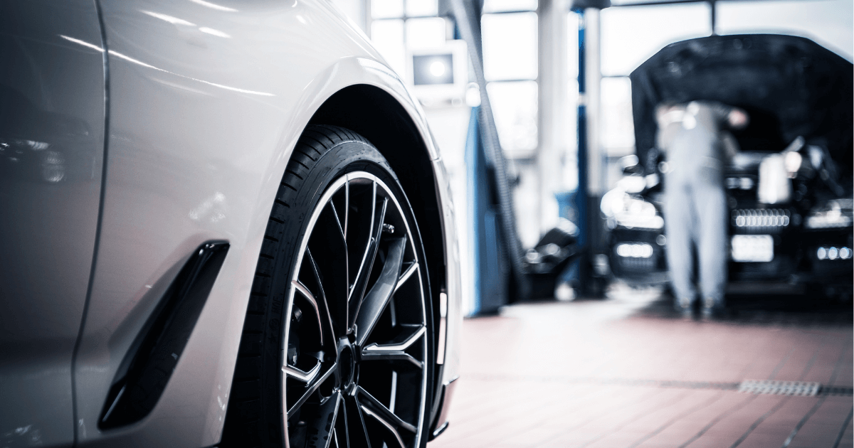 used car being inspected