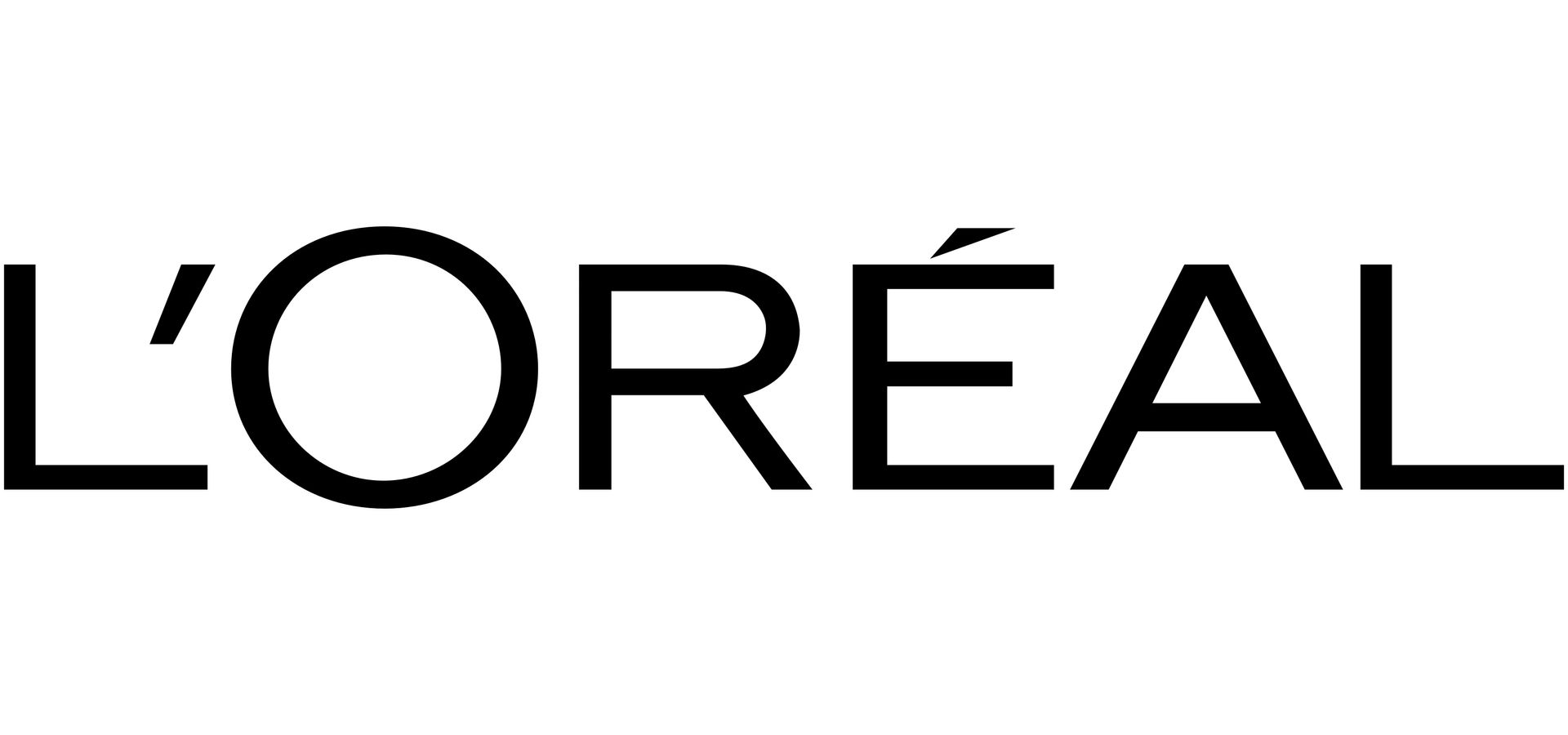 A black and white logo for l ' oreal on a white background.