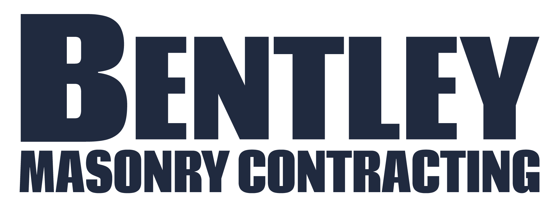 The bentley masonry contracting logo is black and white.
