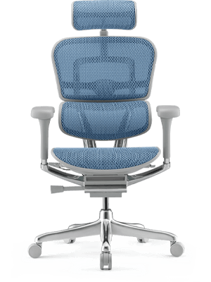 Ergohuman blue office chair with headrest