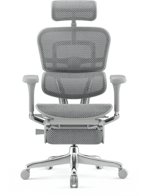 Ergohuman grey office chair with legrest and headrest